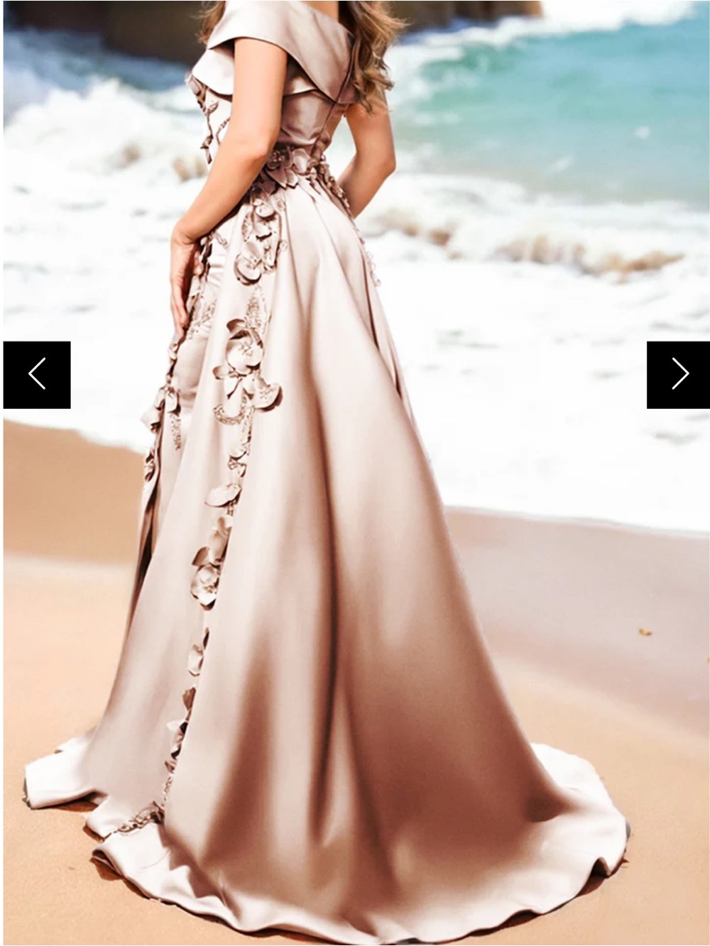 Terani Couture 5317 Taupe Off-Shoulder Evening Gown with Floral Appliqué - Picture 3 of 11